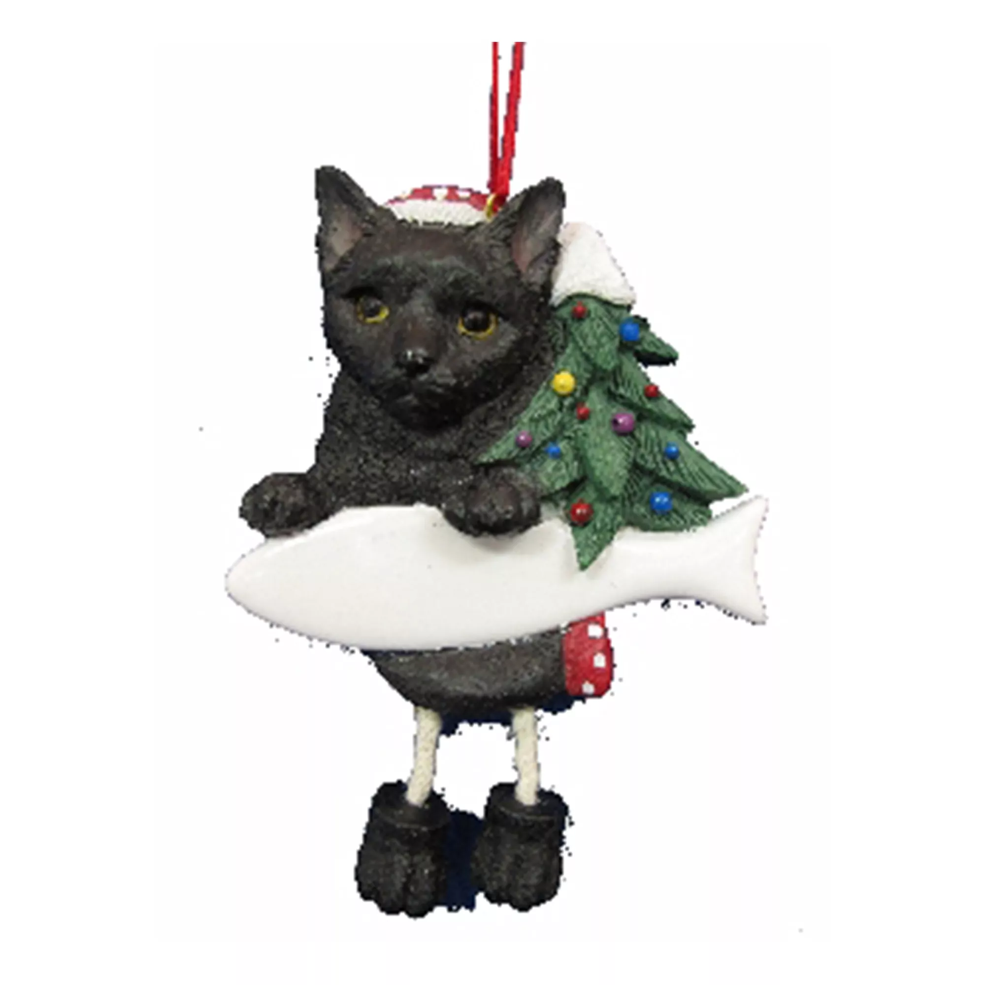 E&S Pets Personalized Black Cat Dangling Legs Ornament