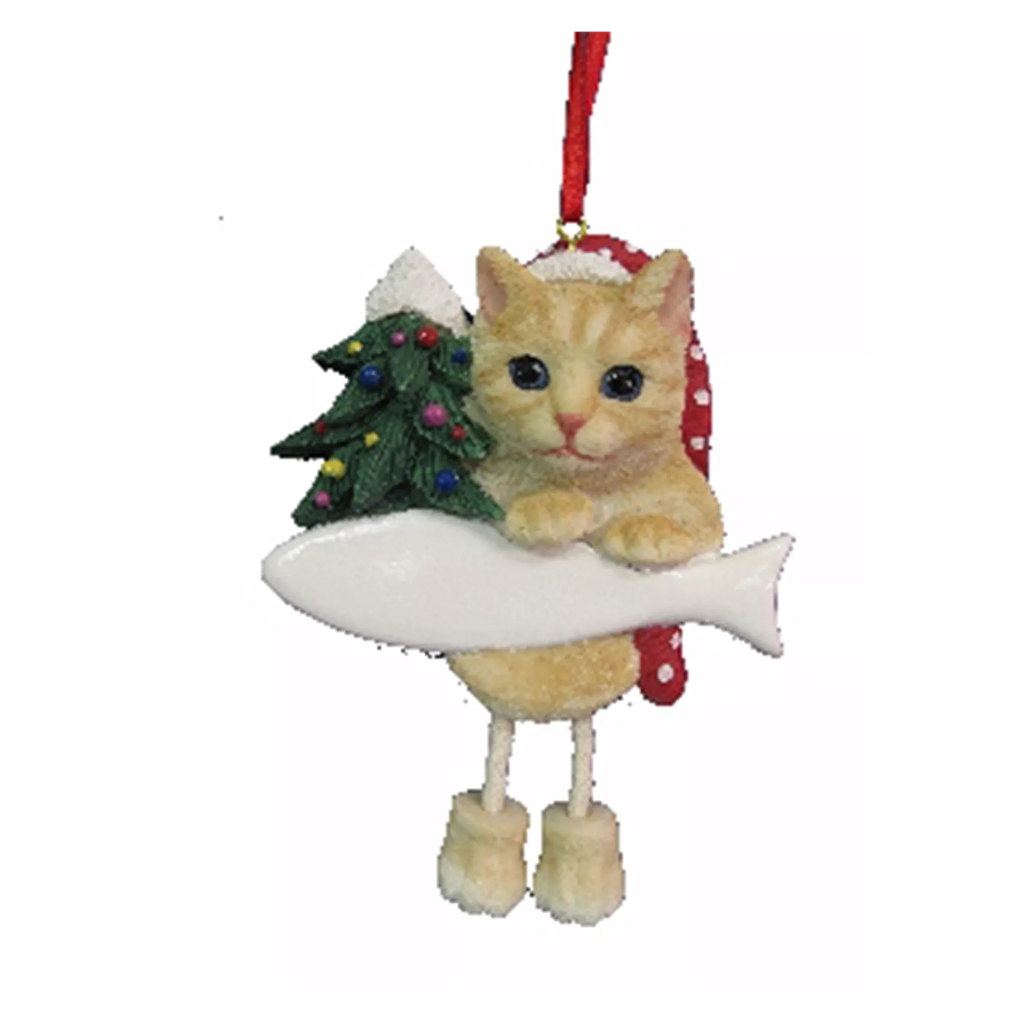 E&S Pets Personalized Orange Tabby Cat Dangling Legs Ornament