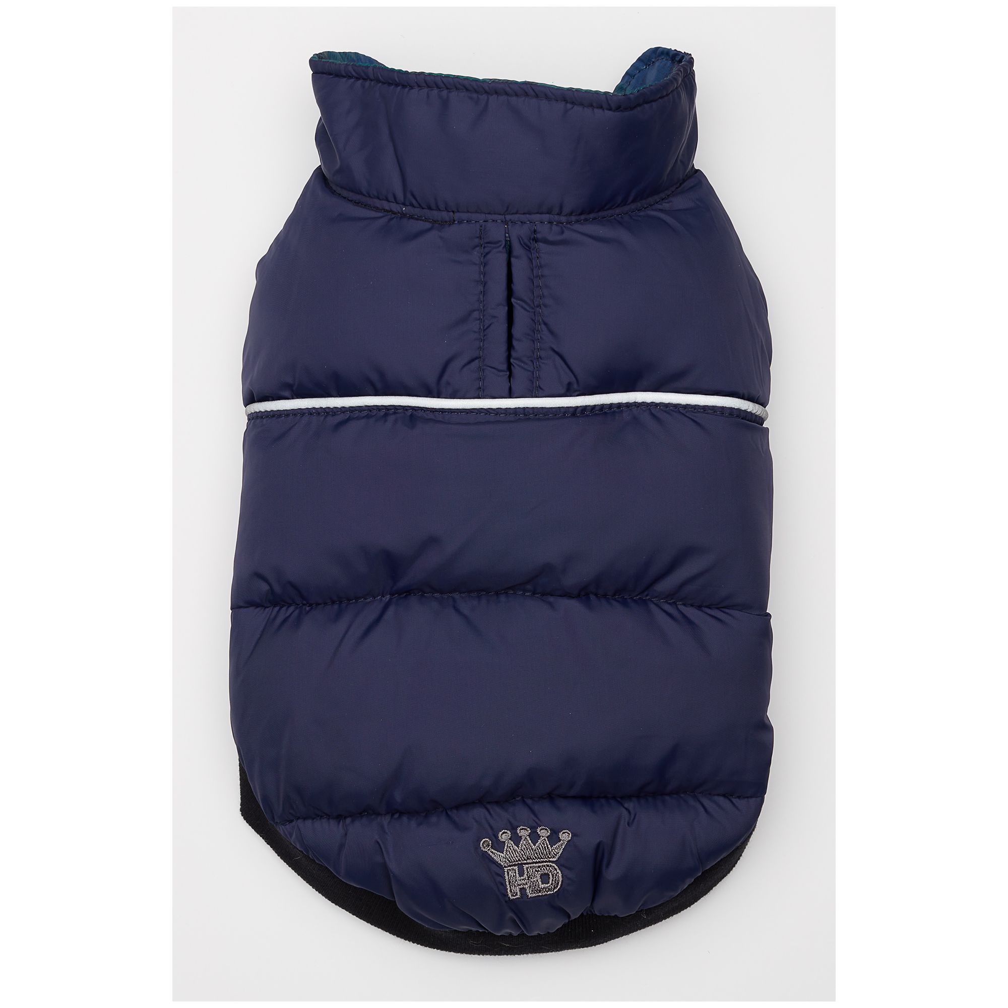 Hip Doggie Navy Plaid Flex-Fit Reversible Dog Coat