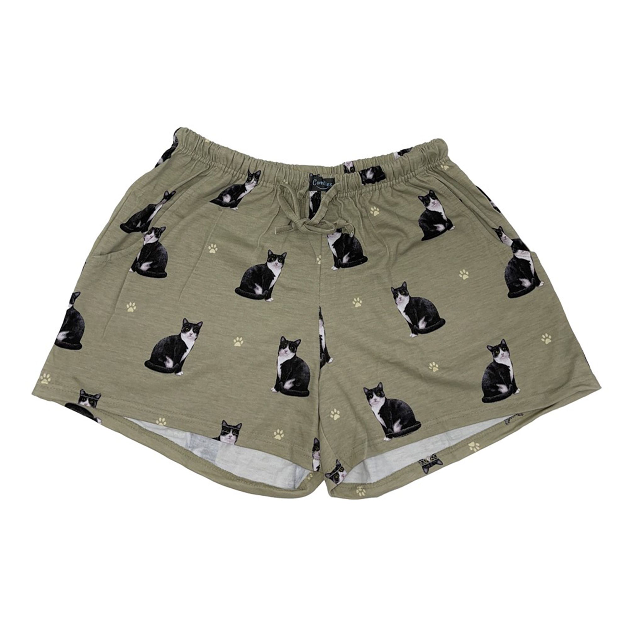 E&S Pets Black and White Cat Shorts for People Pet Parents Pajamas