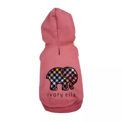 Hip Doggie Ivory Ella Colorful Plaid Elephant Dog Hoodie - Image 1