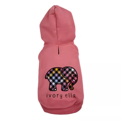 Hip Doggie Ivory Ella Colorful Plaid Elephant Dog Hoodie - Image 1