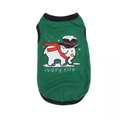 Hip Doggie Ivory Ella Holiday Scarf & Hat Elephant Dog Tee - Image 1