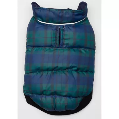 Product Hip Doggie Navy Plaid Flex-Fit Reversible Dog Coat