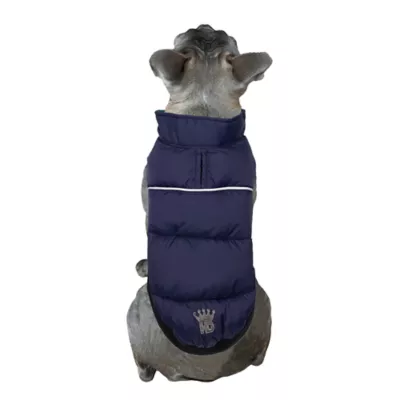 Product Hip Doggie Navy Plaid Flex-Fit Reversible Dog Coat