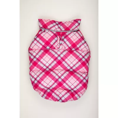 Product Hip Doggie Pink Plaid Flex-Fit Reversible Dog Coat