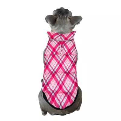 Product Hip Doggie Pink Plaid Flex-Fit Reversible Dog Coat