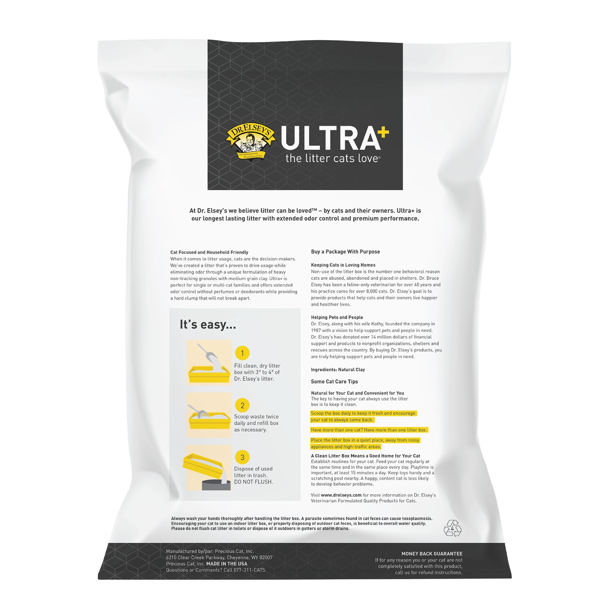 Dr. Elsey's Precious Cat Ultra+ Clumping Multi-Cat Clay Cat Litter - Low Dust, Low Tracking - thumbnail 2