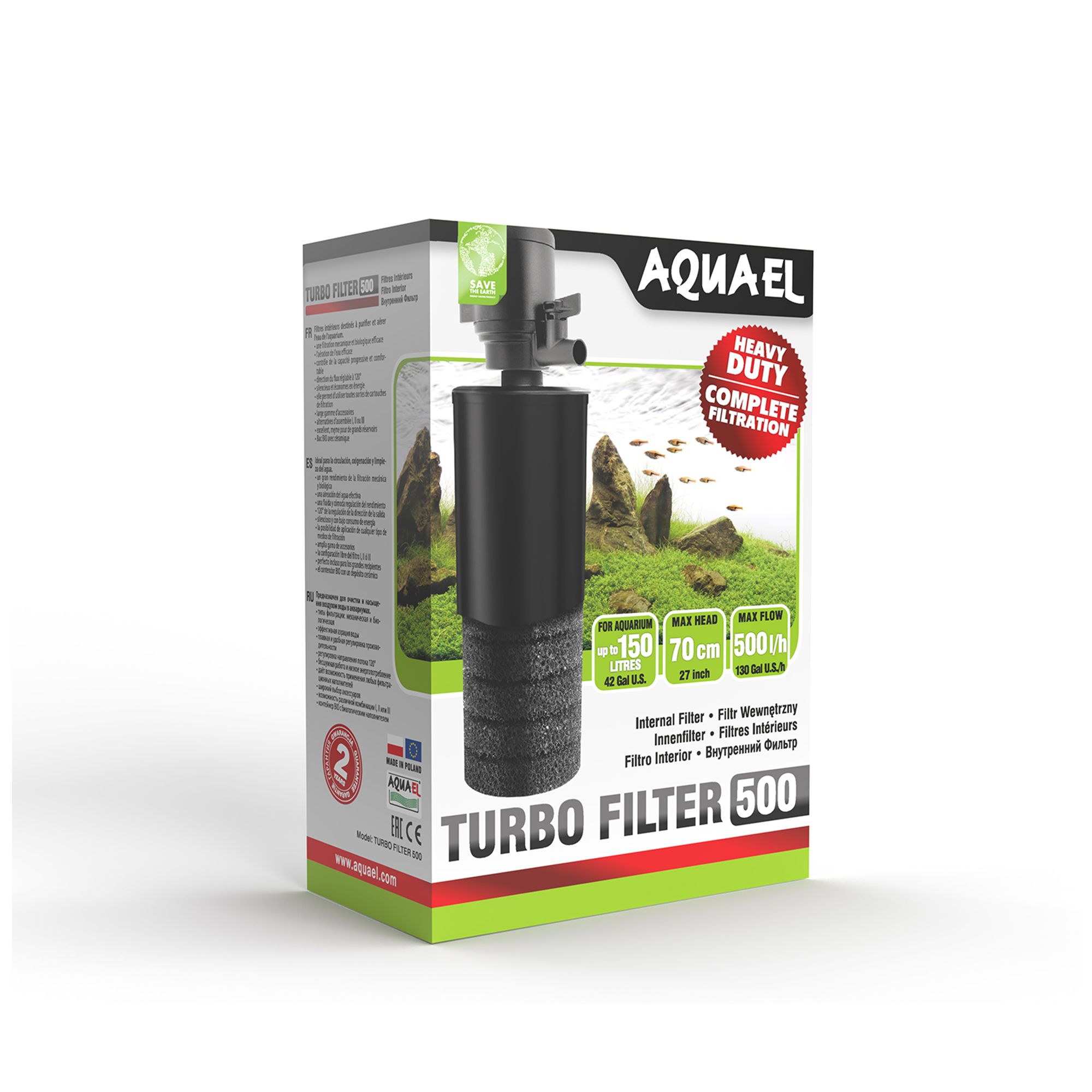 AQUAEL - Turbo Filtro 500 – 500 L/H - filtro interno