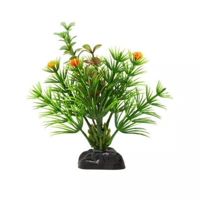 Product Top Fin® Artificial Mini Green & Orange Leaf with Flowers Aquarium Plant - 4"