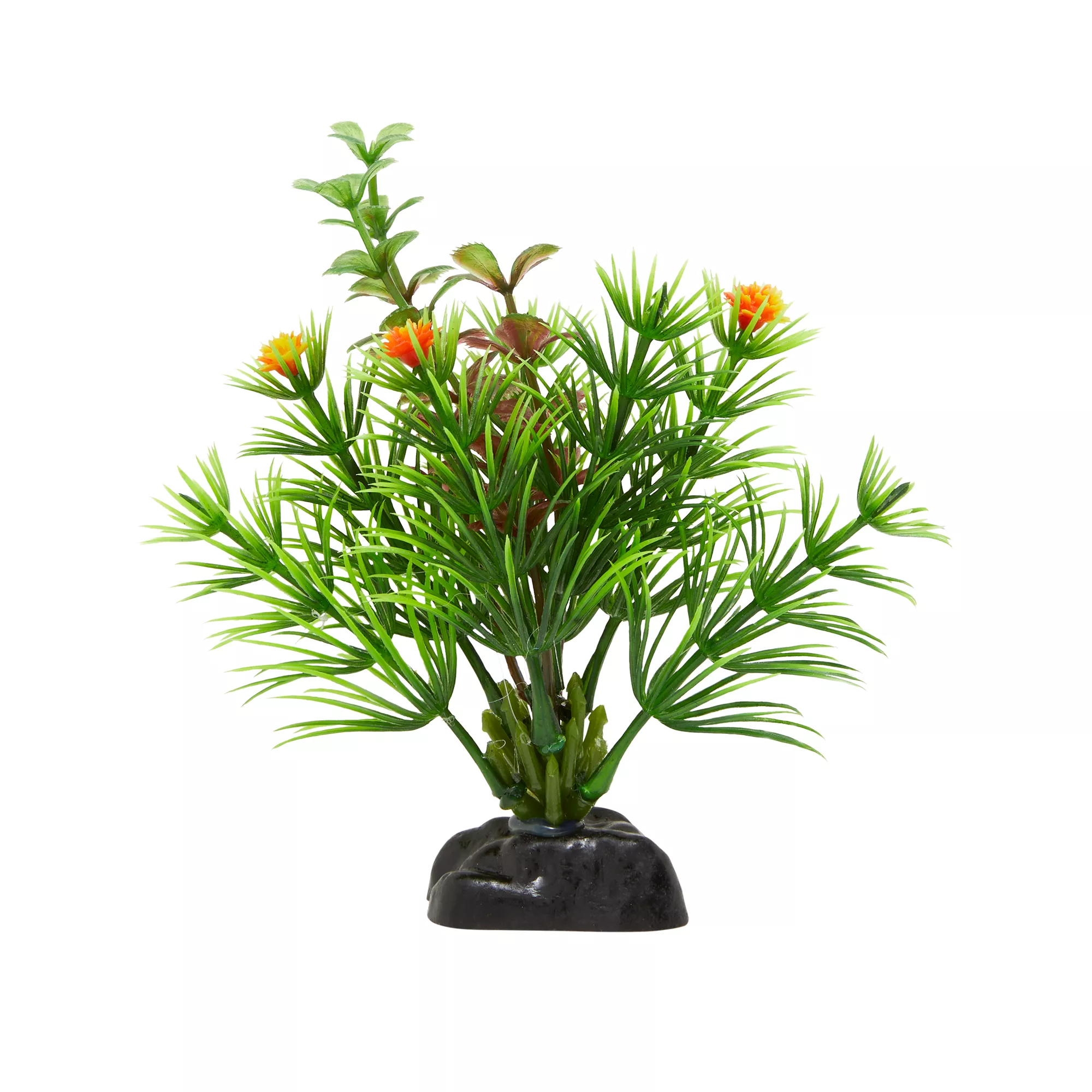 Top Fin® Artificial Mini Green & Orange Leaf with Flowers Aquarium Plant - 4"