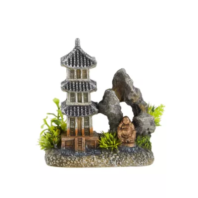 Product Top Fin® Asian Pagoda with Buddha Aquarium Ornament