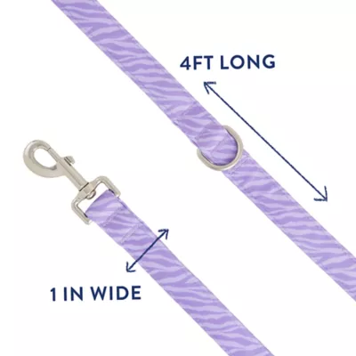 Product Top Paw® Purple Zebra Dog Leash: 4-ft long, 1-in wide