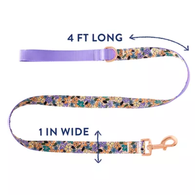 Product Top Paw® Purple Floral Dog Leash: 4-ft long, 1-in wide