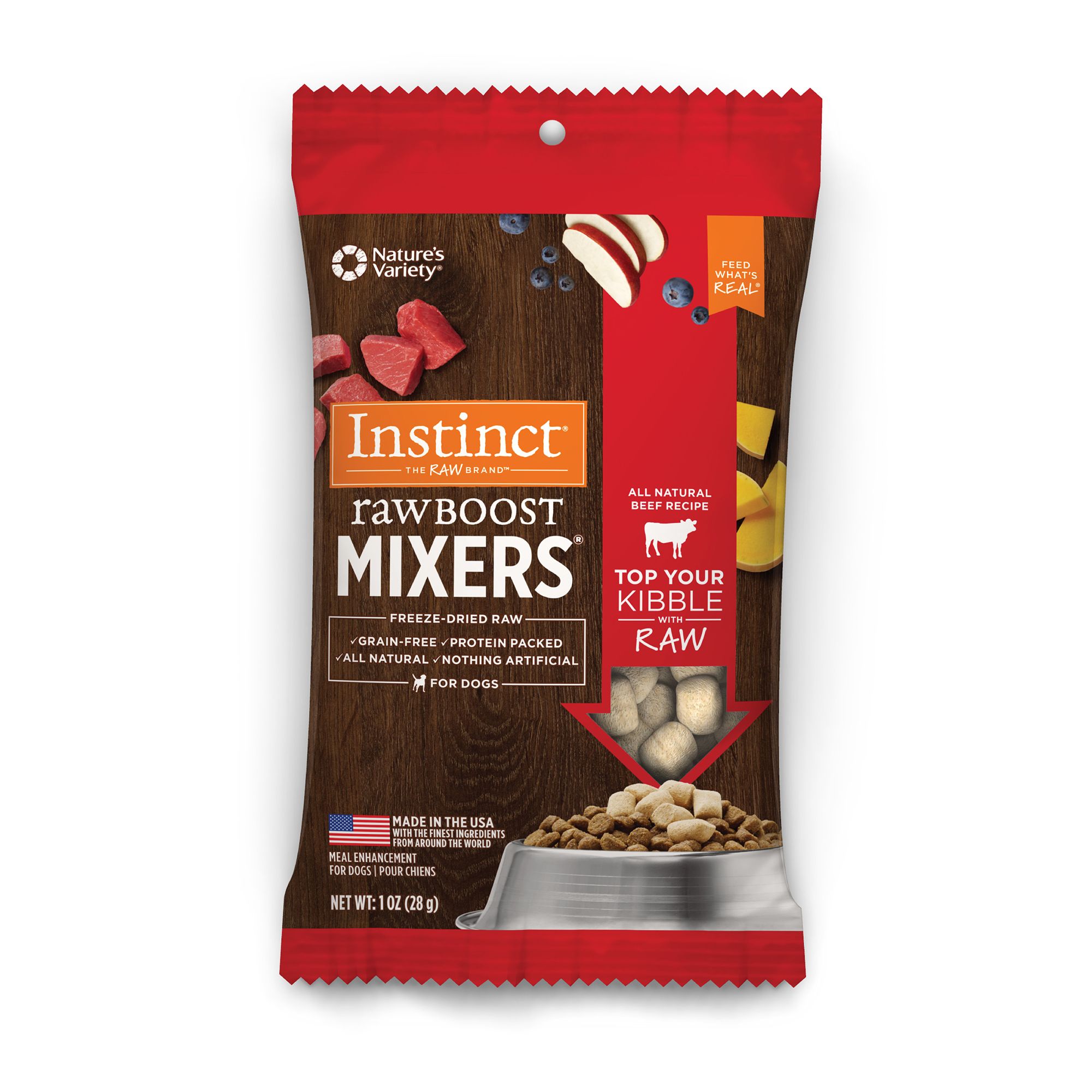 Instinct Freeze Dried Raw Boost Mixers Grain Free Beef Recipe Dog Food Topper 1 oz