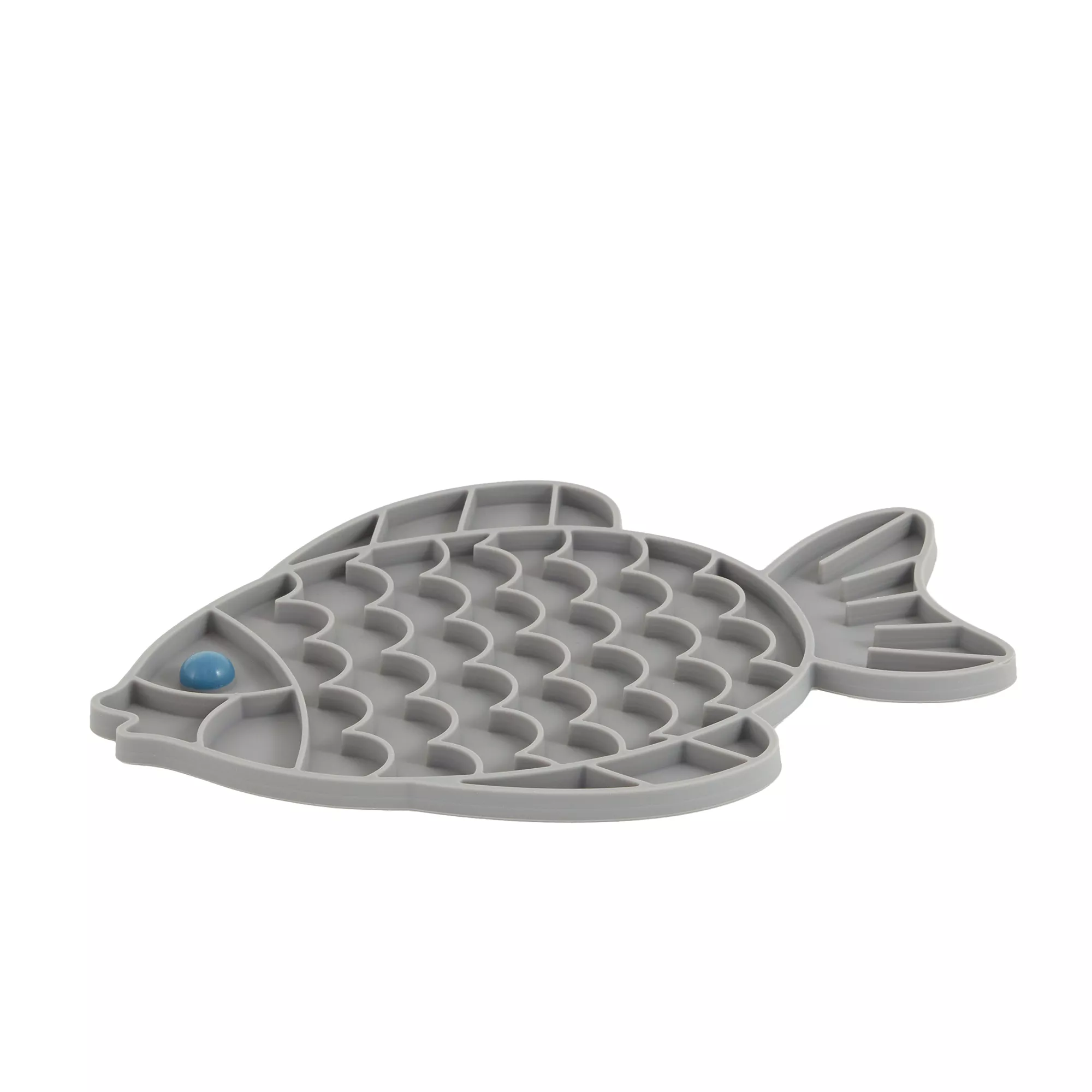 Whisker City® Grey Fish Slow-Feeder Cat Mat