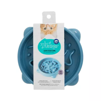 Whisker City Blue Slow Feeder Cat Bowl 1.25 cup