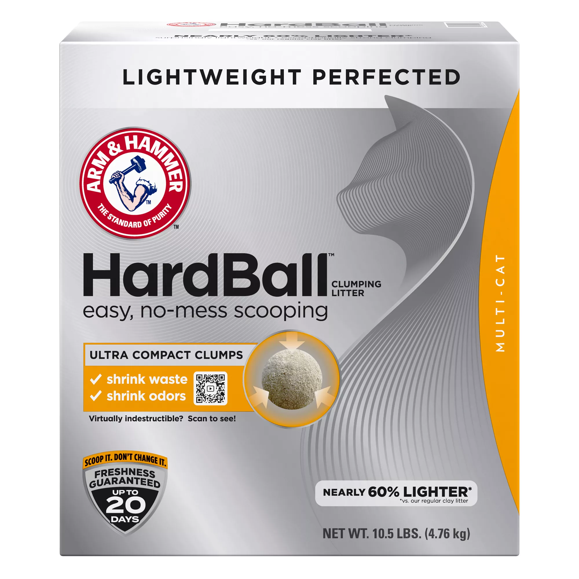 ARM & HAMMER Hardball Lightweight Cat Litter, Clumping, No-Mess Scooping, Multi-Cat