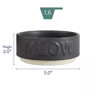 Product Whisker City® Ceramic Black Meow Cat Bowl, 1.5-cup
