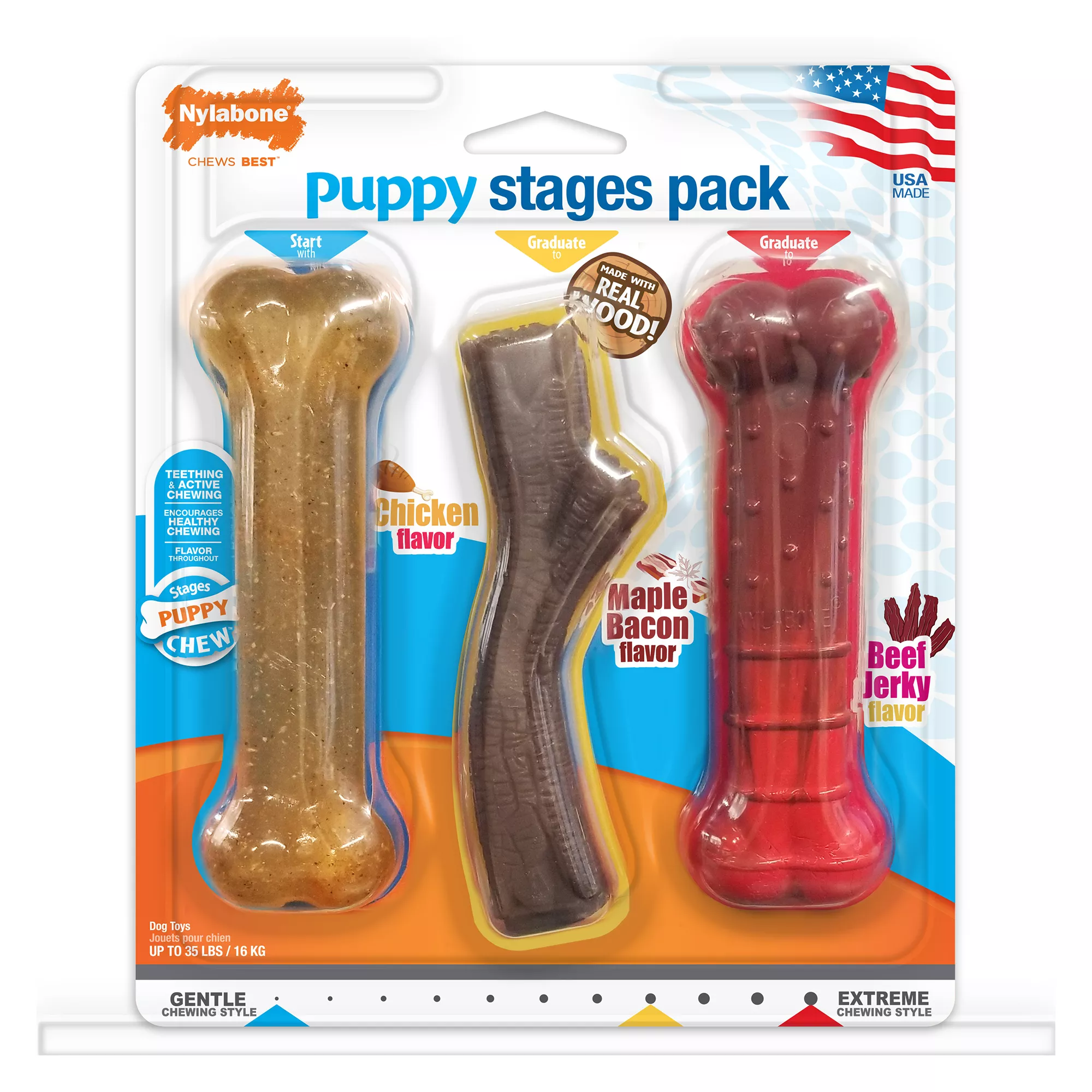 Nylabone® Puppy Stages Dog Toy - 3 Pack