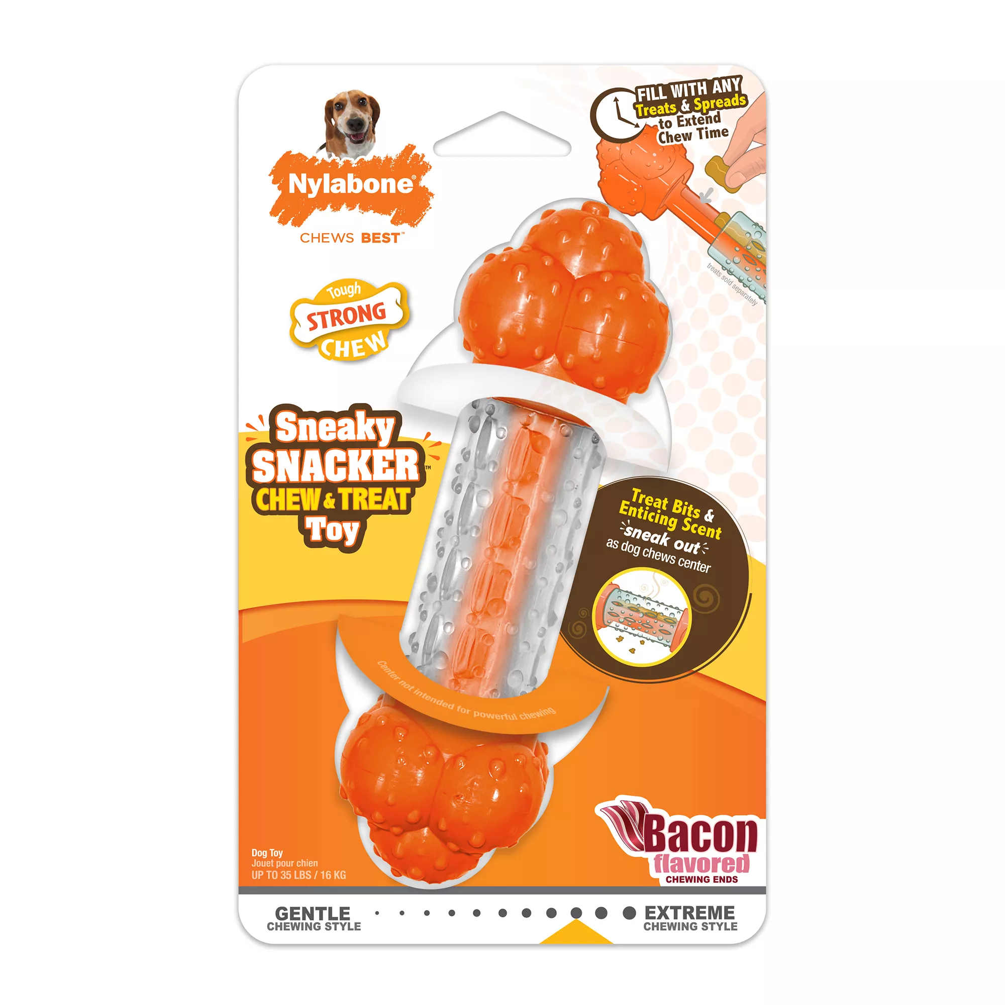 Nylabone® Sneaky Snacker Chew & Treat Dog Toy - Bacon Flavor