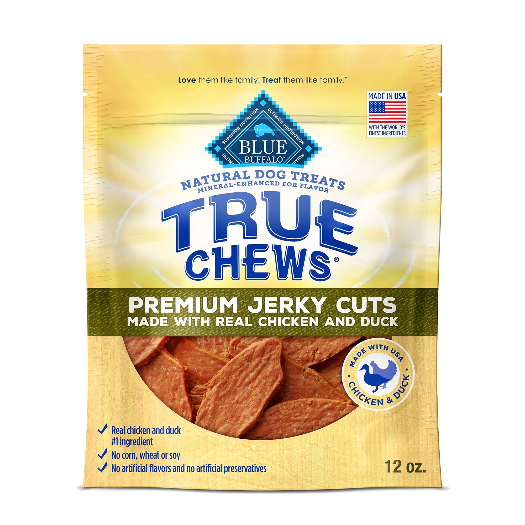 Blue Buffalo True Chews Premium Jerky Cuts All Life Stages Treat Dog Treats Chicken Duck