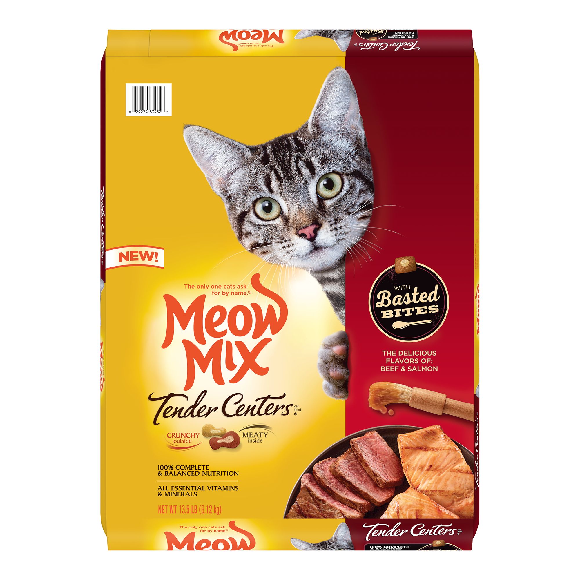 Meow Mix Tender Centers Dry Cat Food All Ages - Beef, Salmon