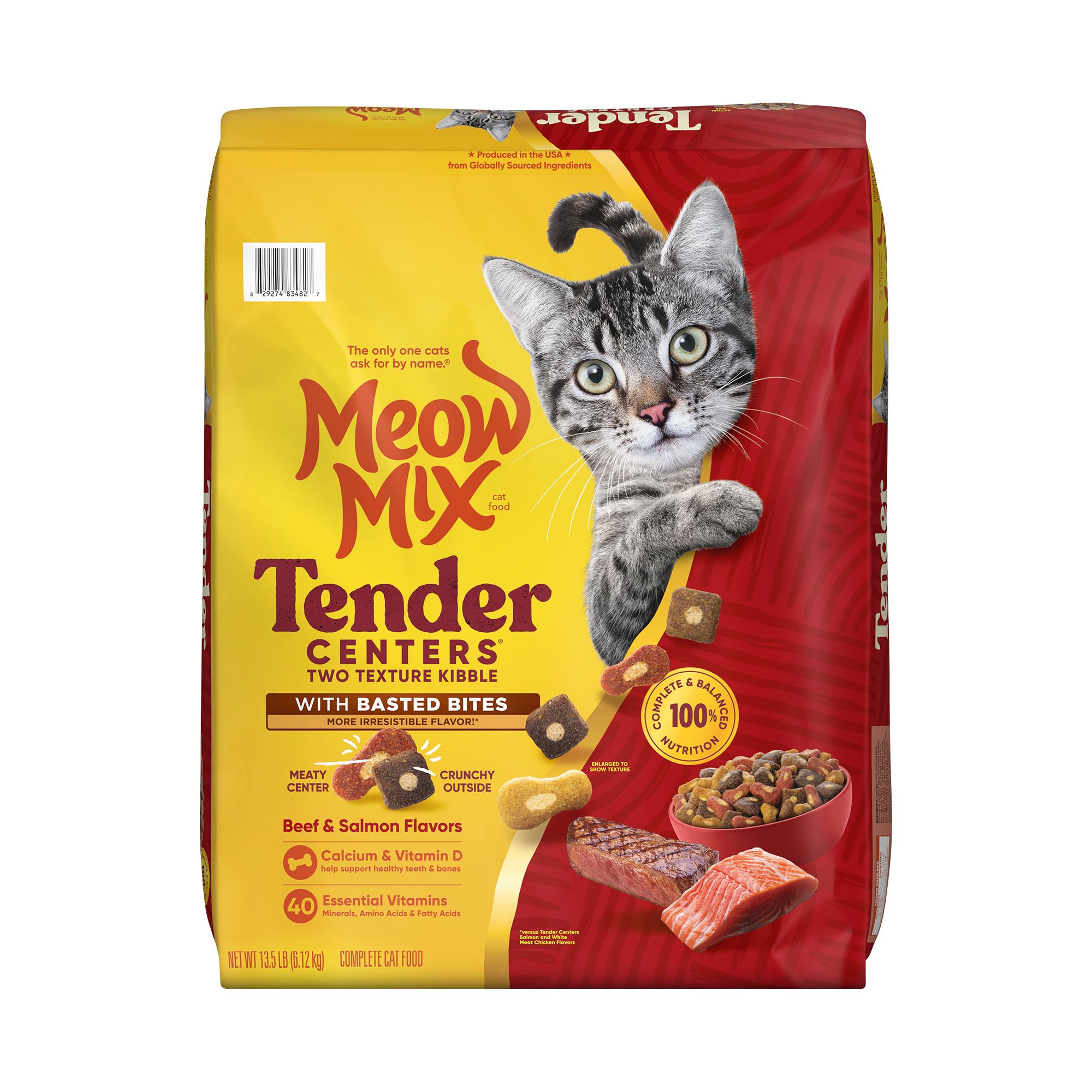 Meow Mix Tender Centers Dry Cat Food All Ages Beef Salmon