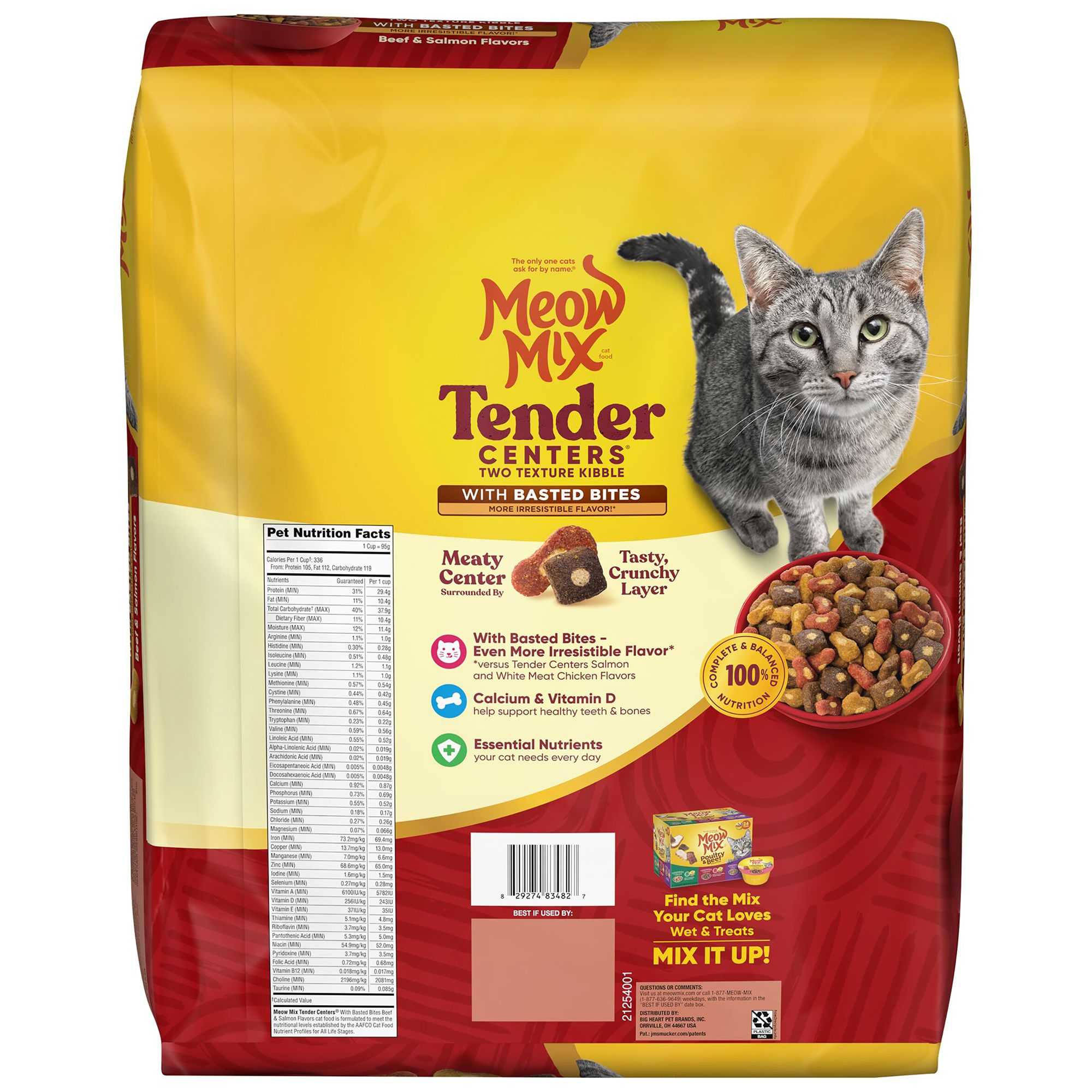 Meow Mix Tender Centers Dry Cat Food All Ages Beef Salmon