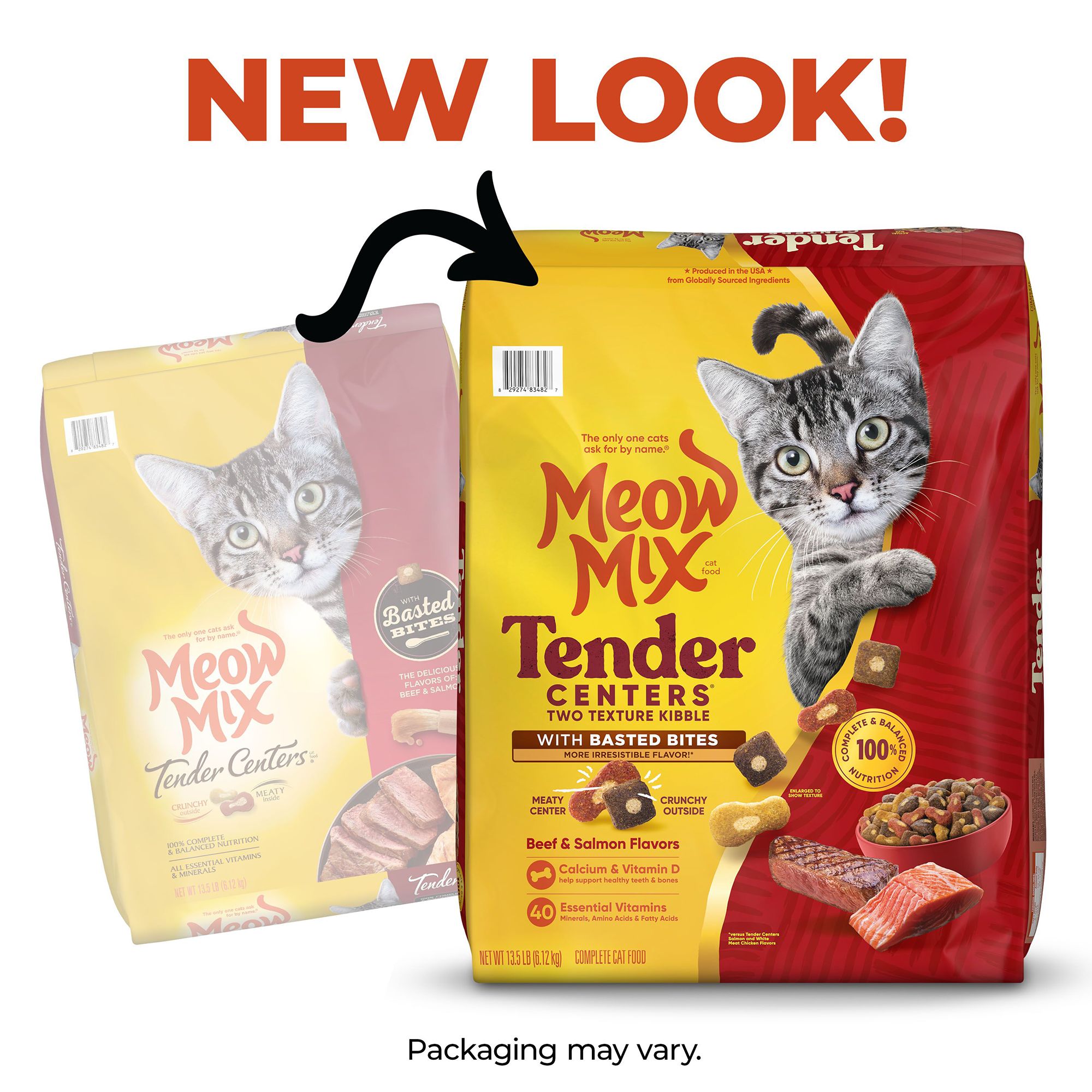 Meow Mix Tender Centers Dry Cat Food All Ages Beef Salmon