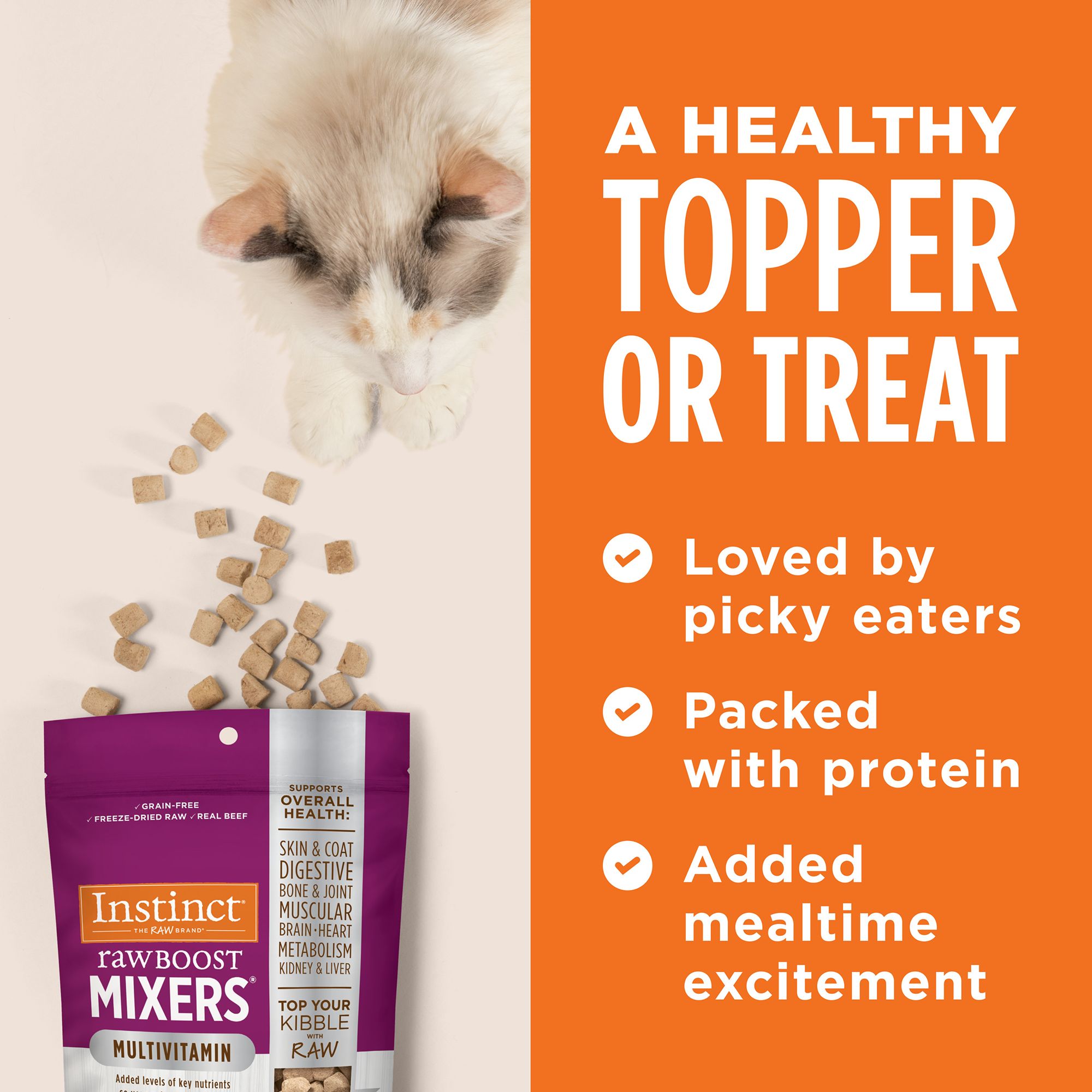 Instinct Rawboost Mixers Multivitamin Adult Freeze Dried Cat Food Topper Natural Grain Free