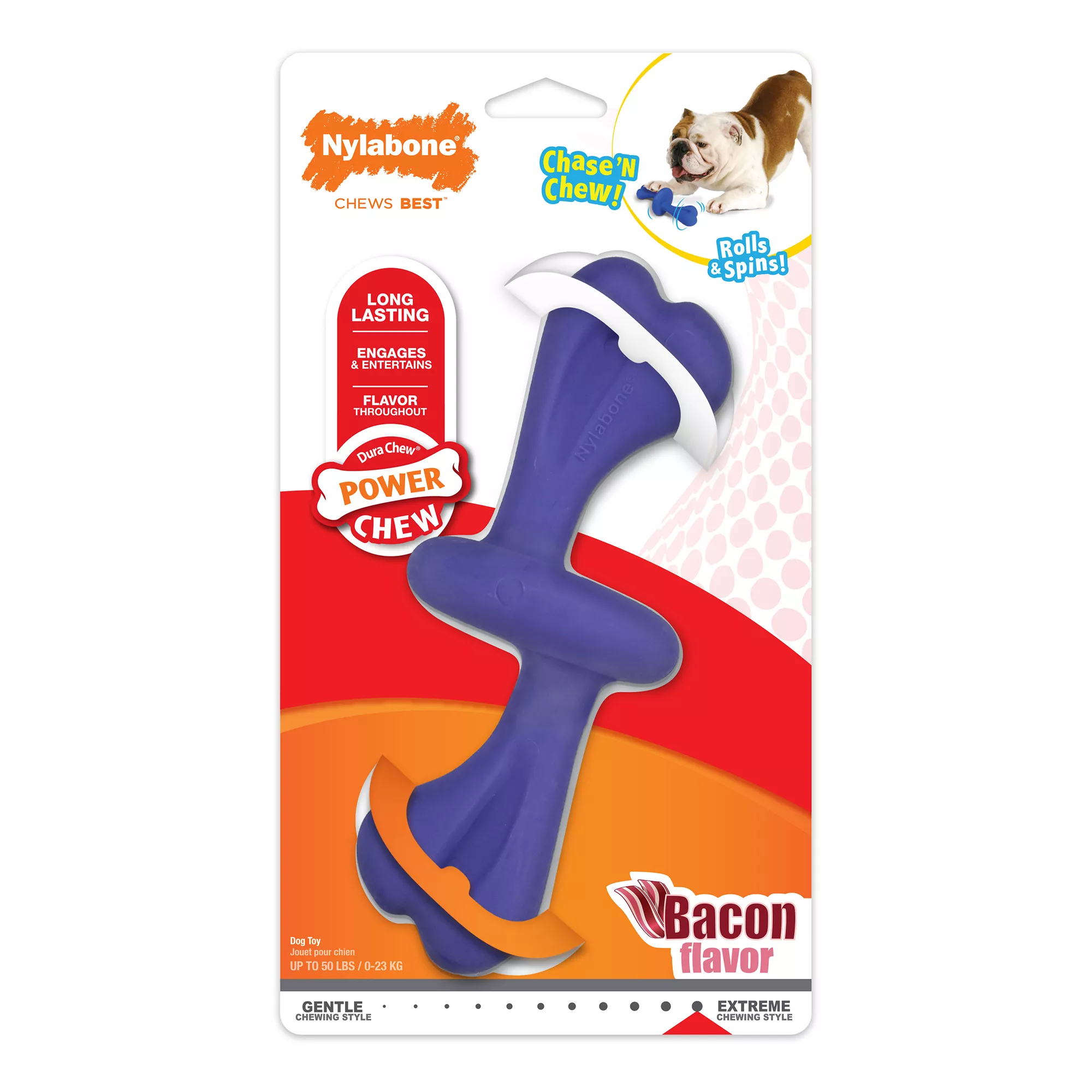 Nylabone® Power Chew Rolling Dog Toy - Bacon Flavor