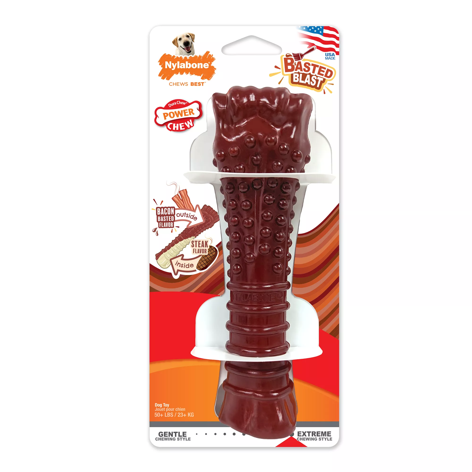 Nylabone® Power Chew Basted Blast Dog Toy - Bacon & Steak Flavor