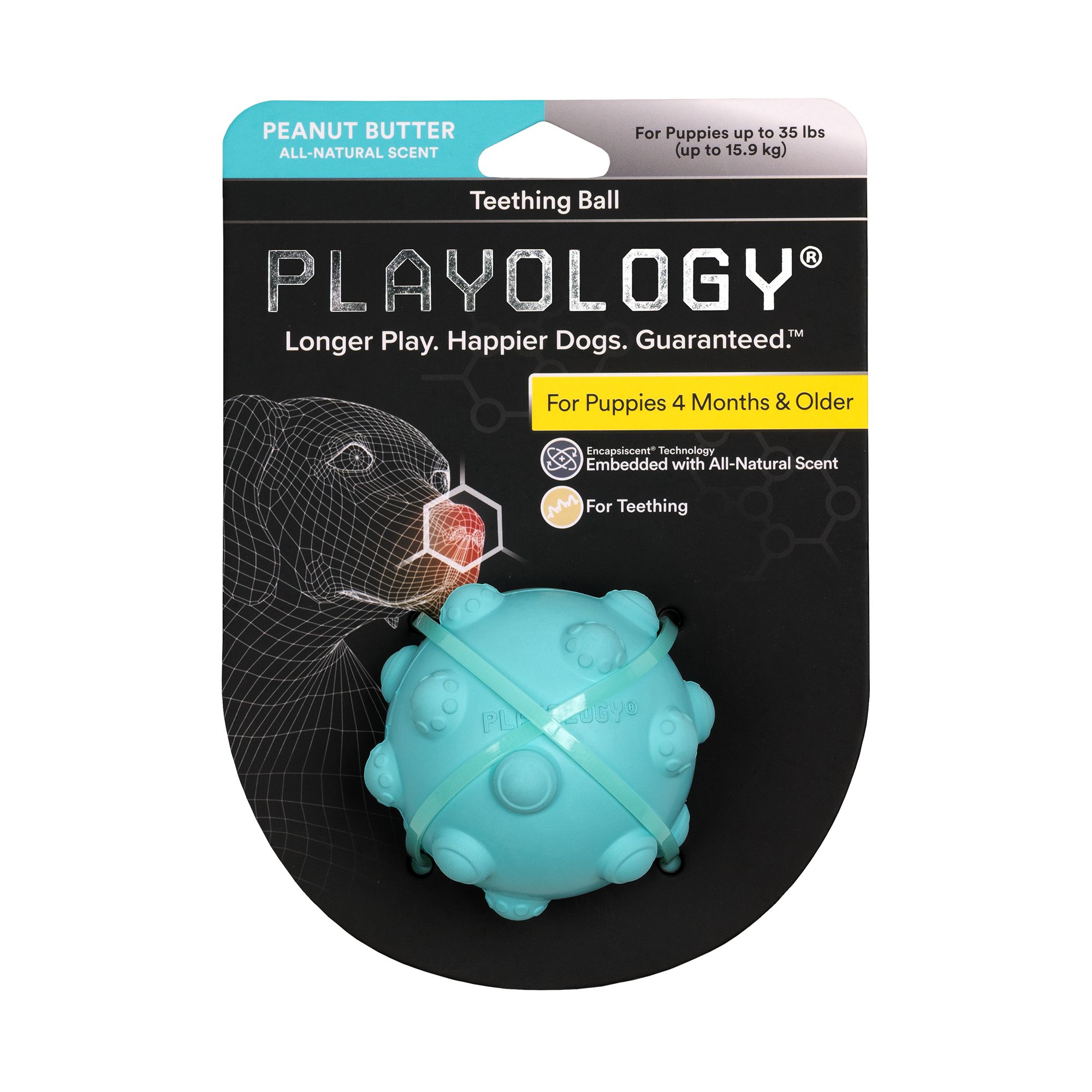 Playology® Puppy Teething Ball Dog Toy - Peanut Butter