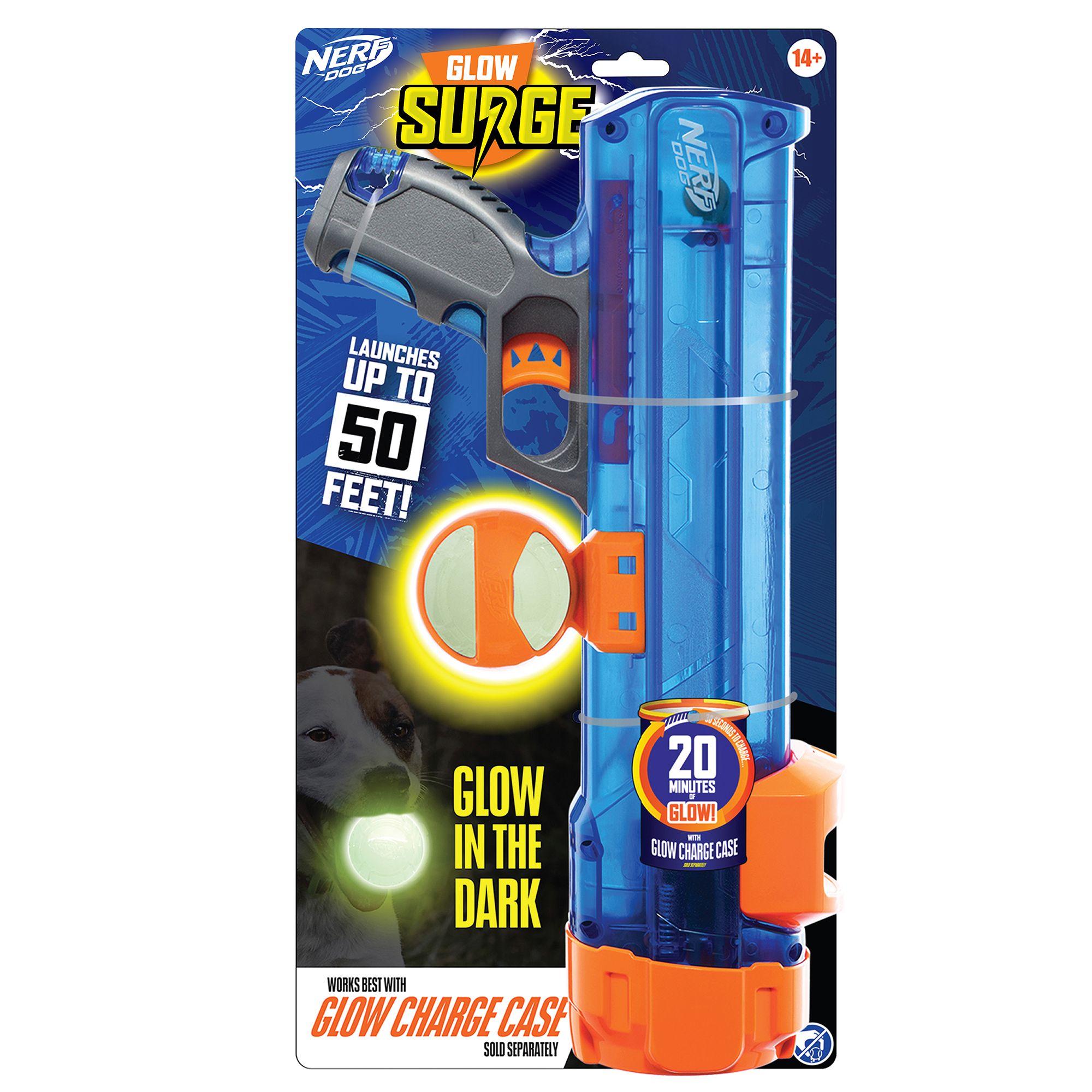 Nerf Max Glow Surge Glow in The Dark Launcher Dog Toy