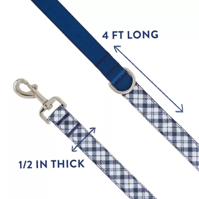 Product Top Paw® Blue Plaid Dog Leash: 4-ft long, 1-in wide