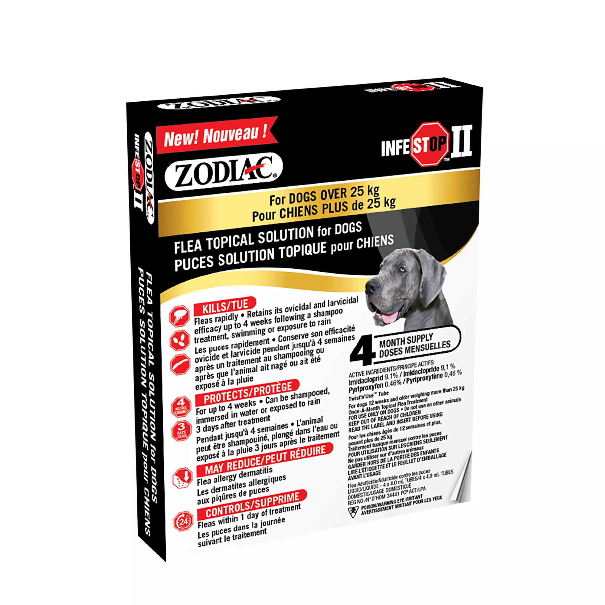 Zodiac Infestop II Flea Topical Solution for Dogs Over 25 kg - 4 Count