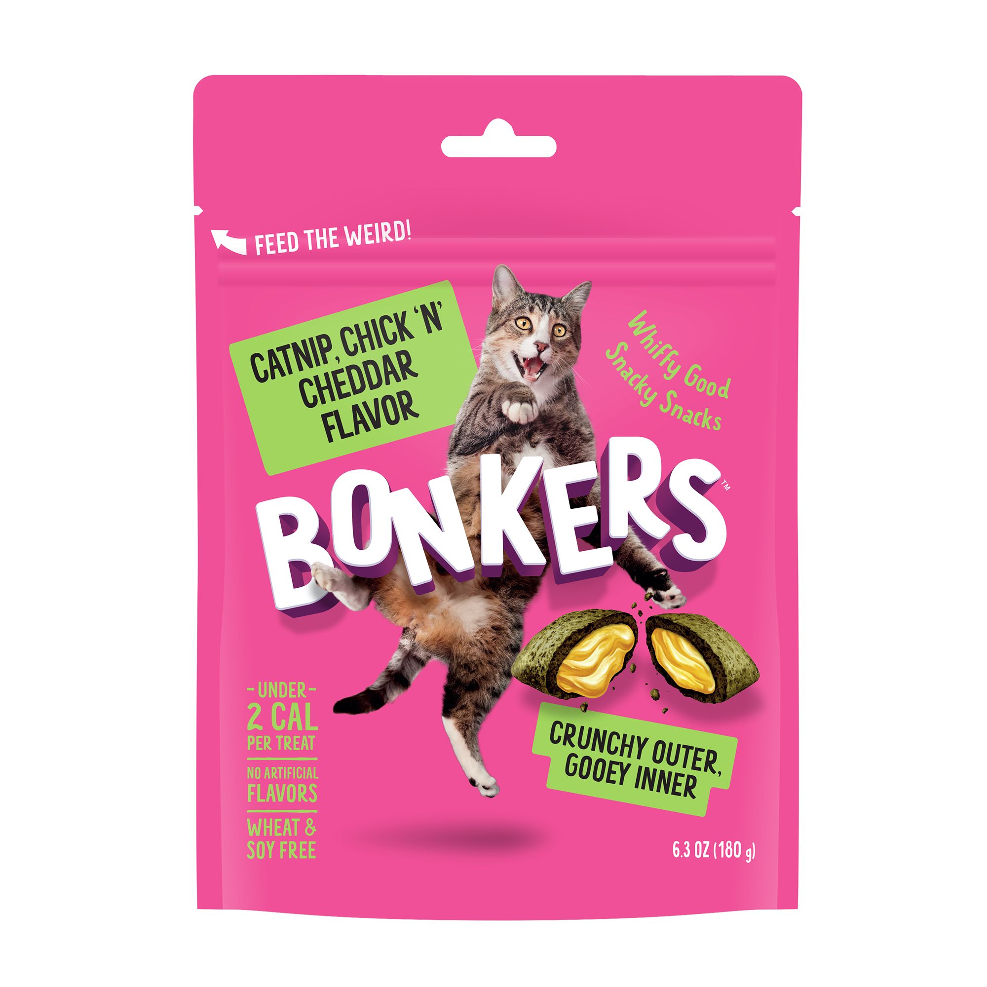 Bonkers Crunchy Cat Treats Catnip Chick N Cheddar cat