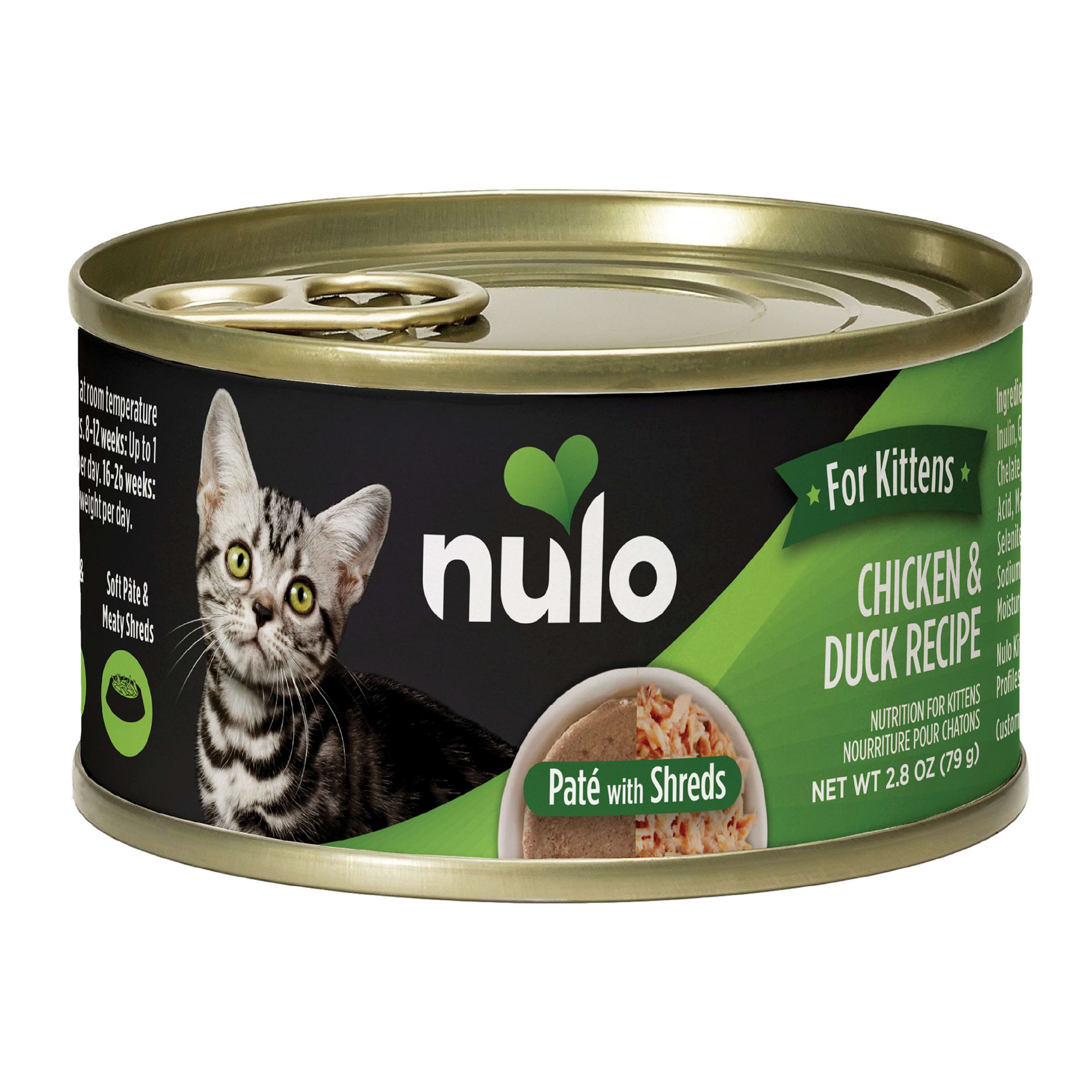 Nulo Chicken Duck Pate with Shreds Kitten Wet Cat Food Can 2.8 oz