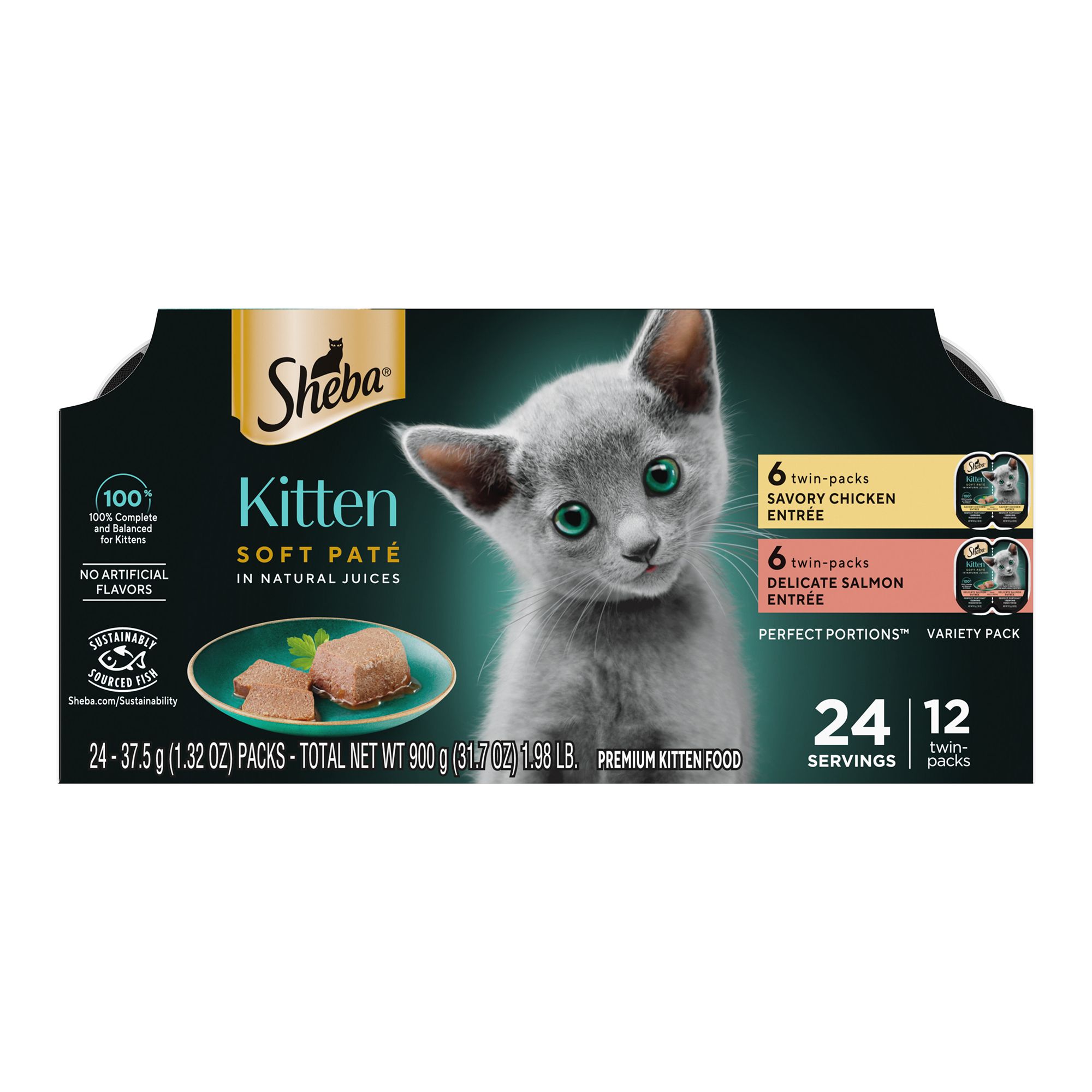 Sheba Perfect Portions Kitten Wet Cat Food Soft Pate 24 Count