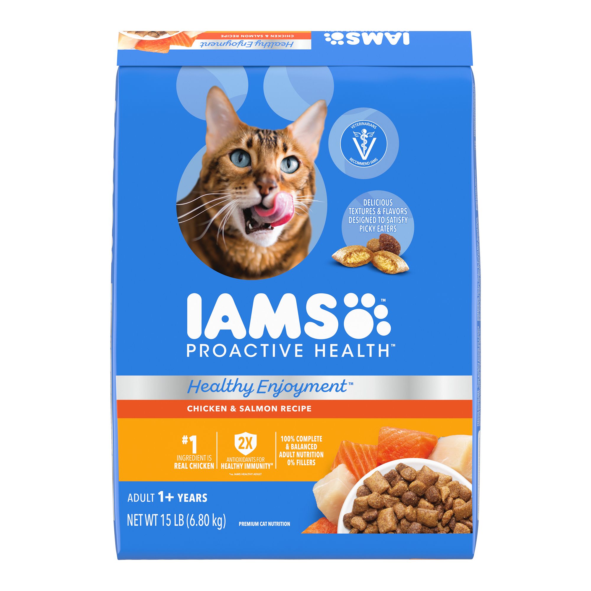 IAMS Proactive Health Adult Dry Cat Food - Healthy Enjoyment, Chicken & Salmon