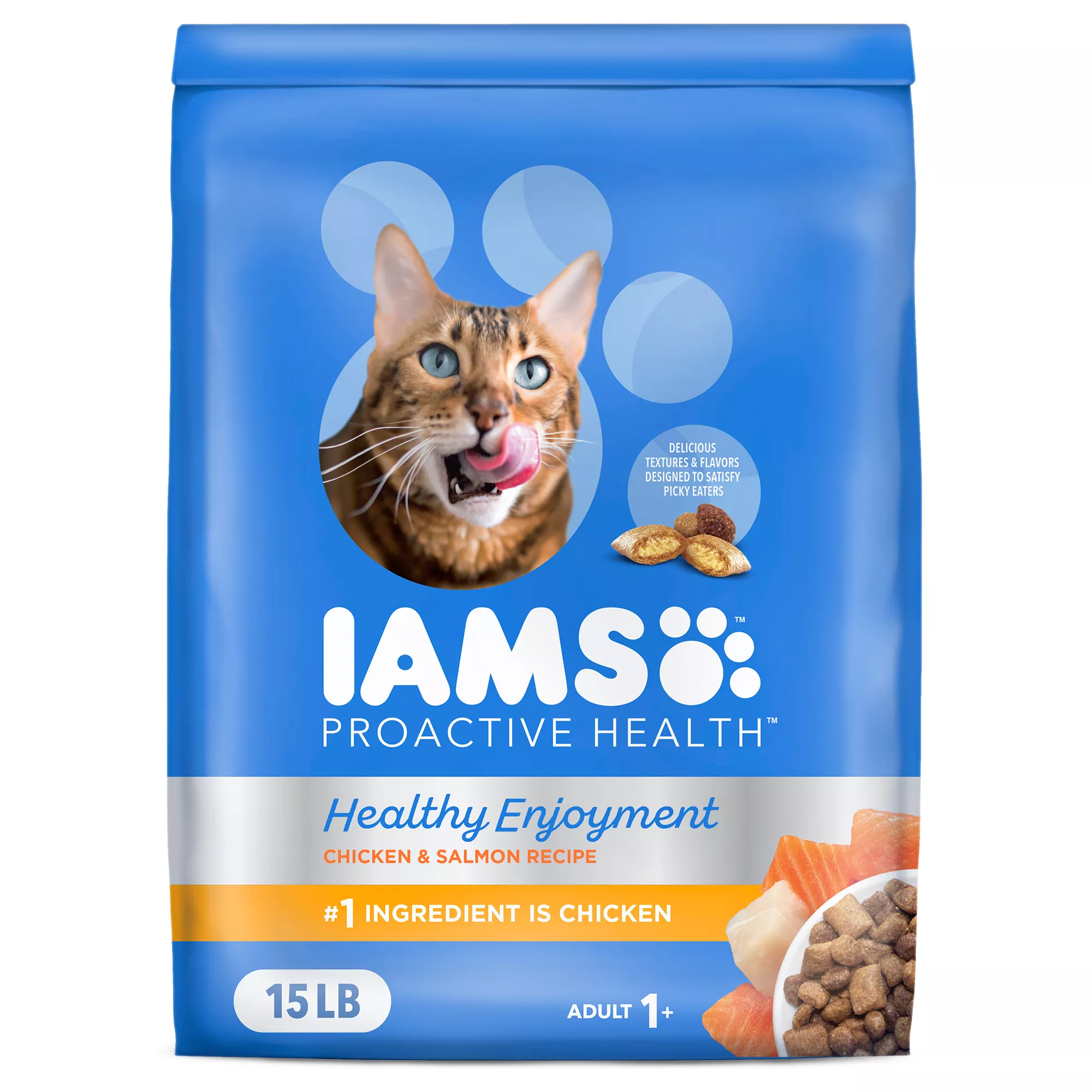 IAMS Proactive Health Adult Dry Cat Food - Healthy Enjoyment, Chicken & Salmon