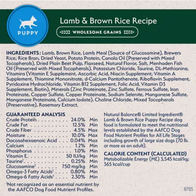 Natural Balance Limited Ingredient Diet Puppy Dry Dog Food - Lamb & Brown Rice - Image 8