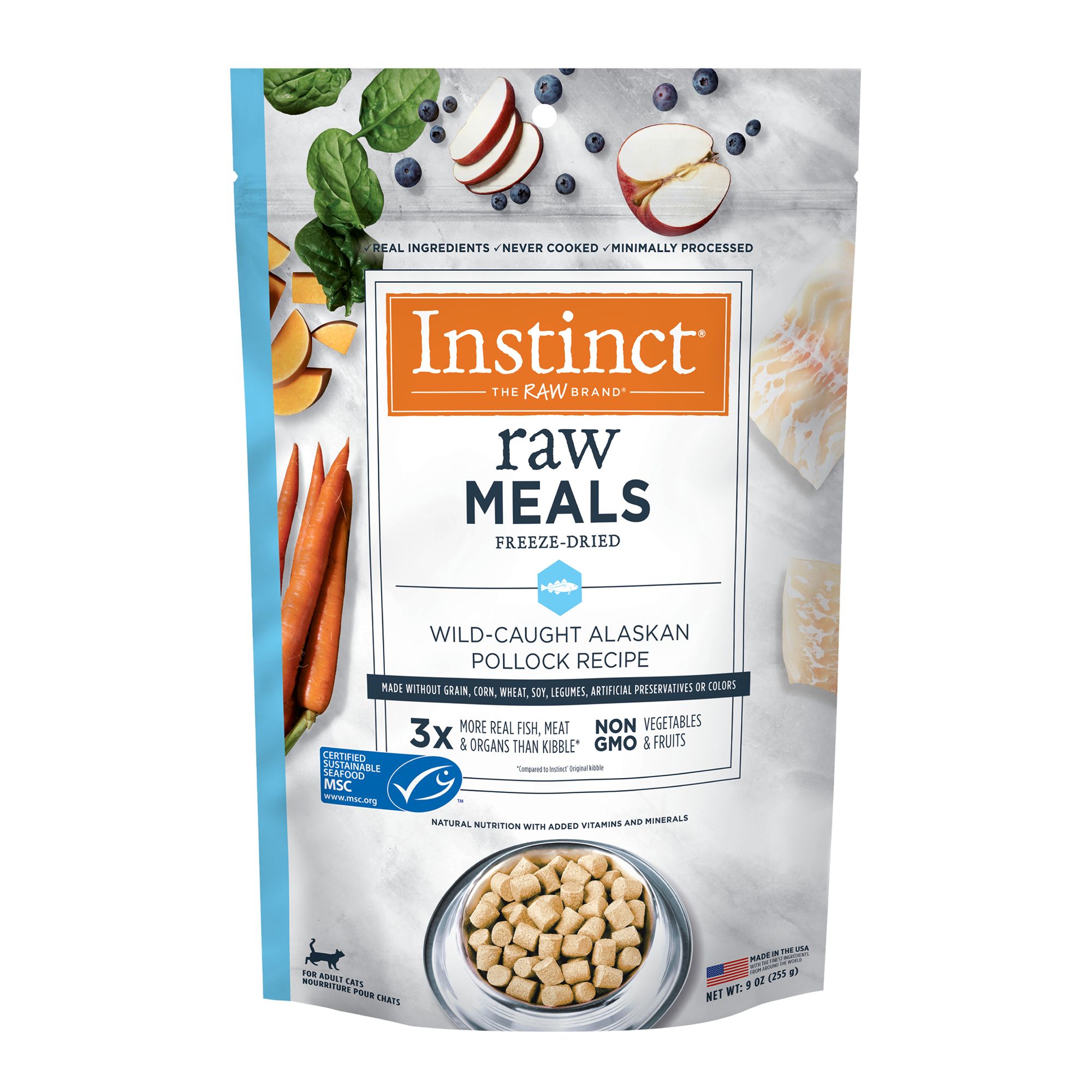 Instinct Raw Meals Freeze Dried Adult Cat Food Grain Free Pollock