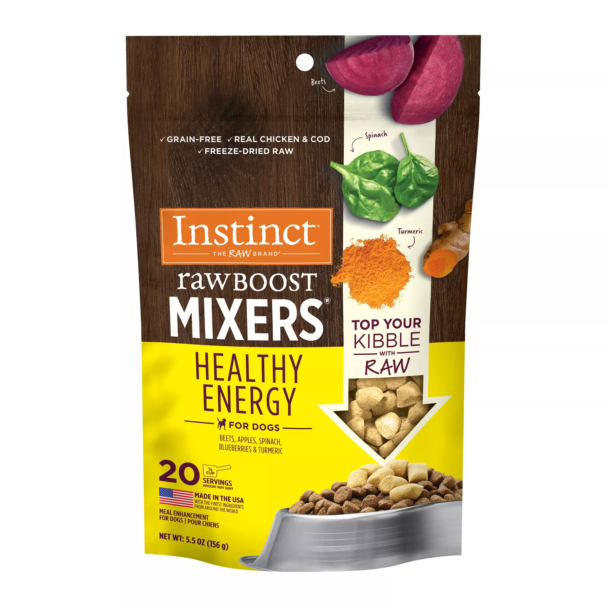 Instinct Raw Boost Mixers Healthy Energy Freeze-Dried All Life Stage Dog Food Topper - Grain Free