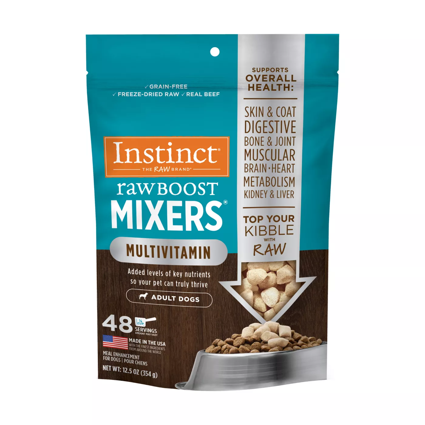 Instinct Raw Boost Mixers Multivitamin Freeze Dried Adult Dog Food Topper Raw Grain Free Beef