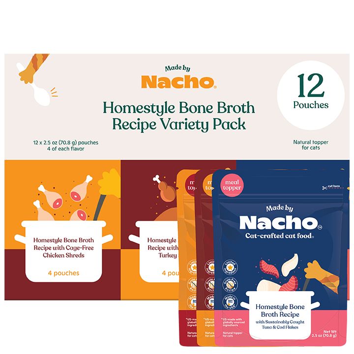 Made by Nacho Cat Homestyle Bone Broth Topper - Variety Pack, 12 ct