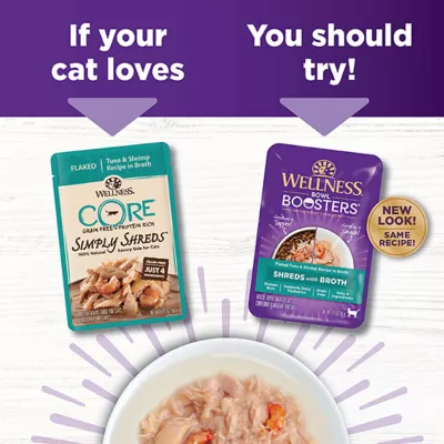 Product Wellness® Bowl Boosters Shreds with Broth Cat Food Topper - High Protein, Grain Free, 1.75 oz