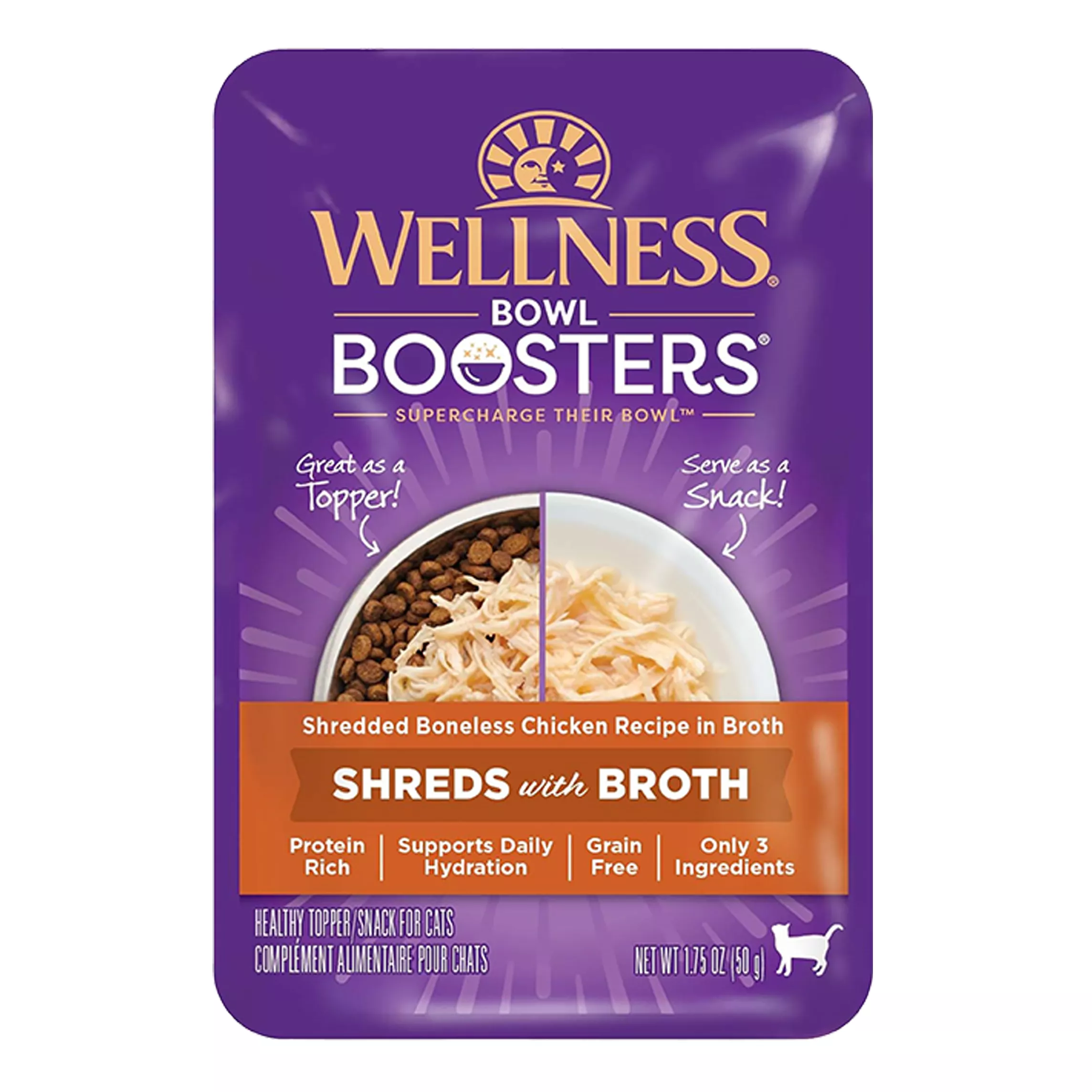 Wellness® Bowl Boosters Shreds with Broth Cat Food Topper - High Protein, Grain Free, 1.75 oz