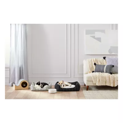 Product Top Paw® Black & White Striped Cuddler Dog Bed